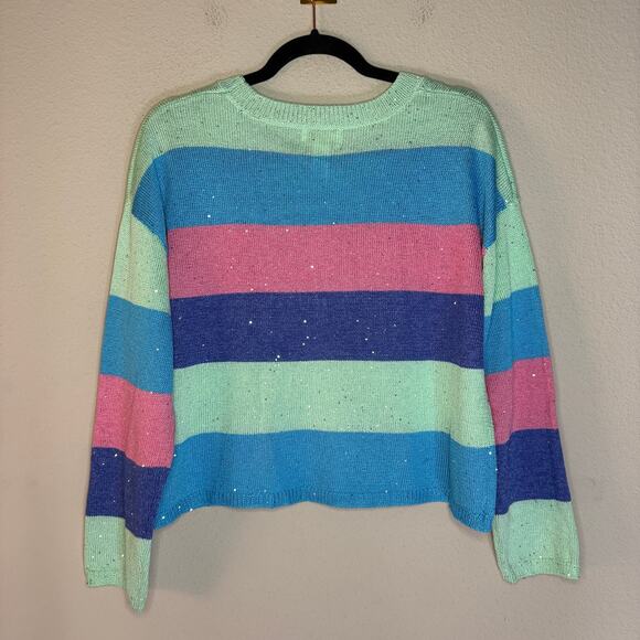 Beach Riot Striped Sequin Knit Sweater Size S - Picture 4 of 4